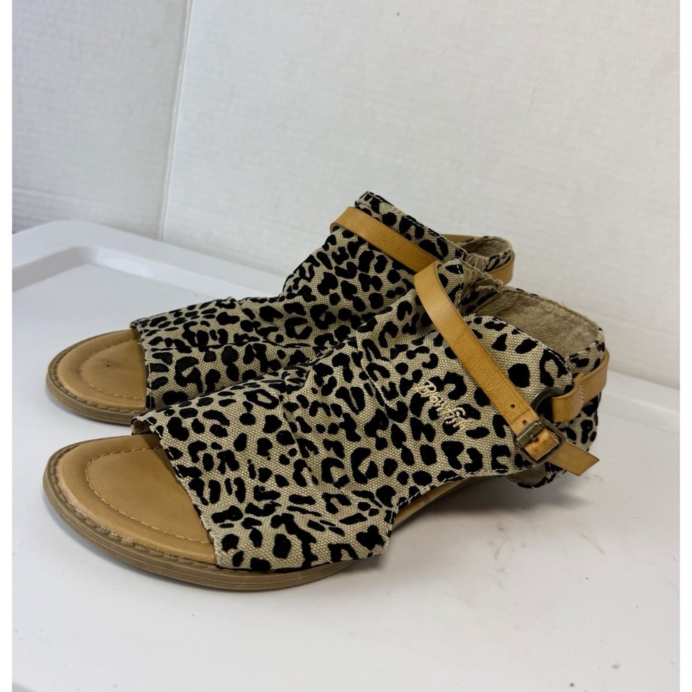 Blowfish Malibu Sz 9.5 Women's Zip Ankle Leopard Cheetah Print Sandals